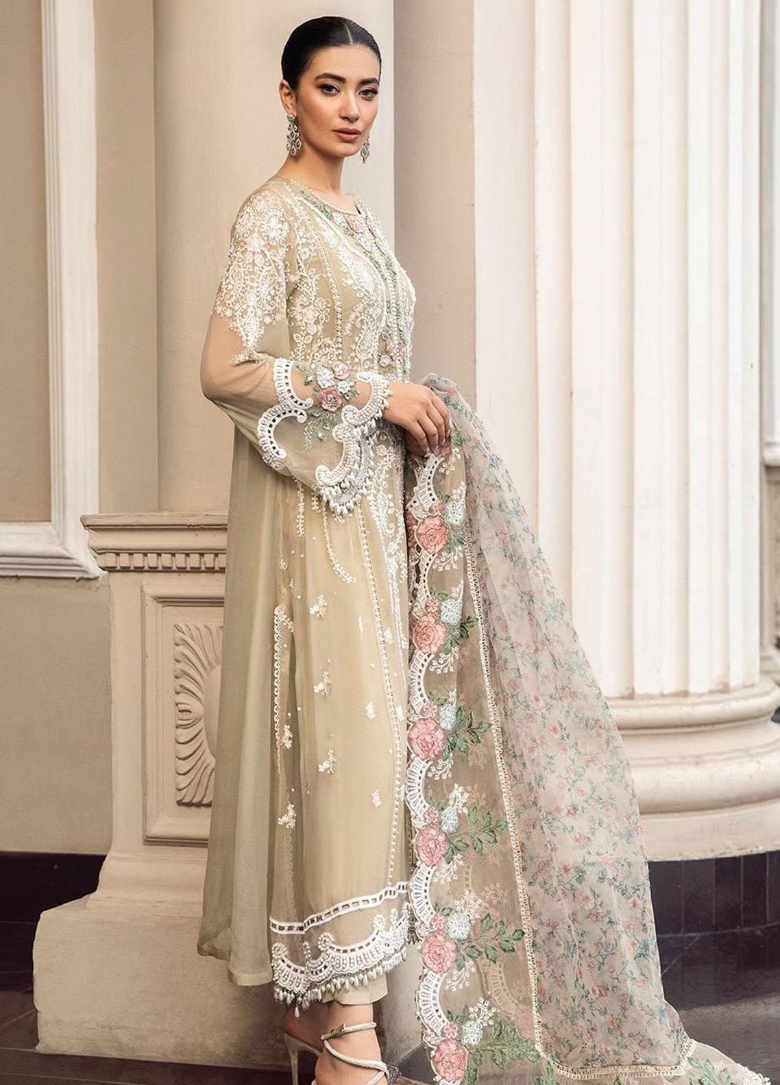 Maria B - Unstitched Chiffon | MPC-23-101-Coffee-Chiffon