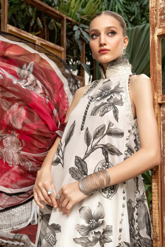 Lawn-White Unstitched M.Prints | MPT-1803-A