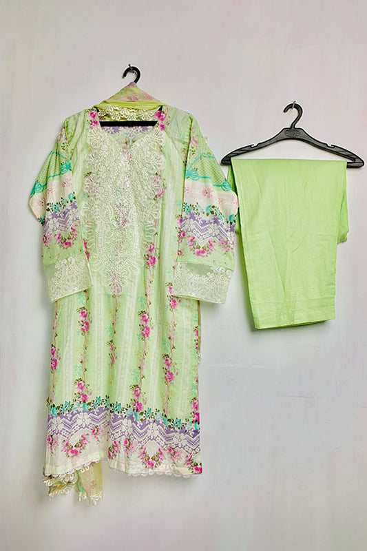 Floral Looms | Green - Digital Printed Luxury Lawn - Unstitched