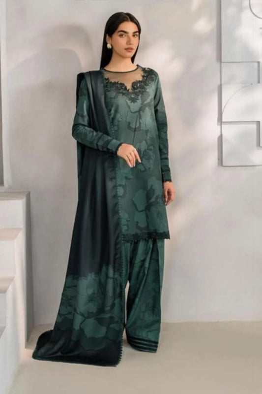 Iznik UE-352 | Bottle Gree - Embroidered Digital Printed Collection