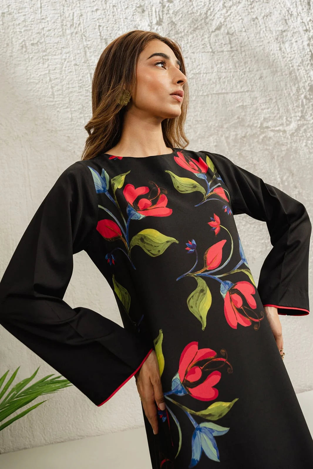 Lulusar Black Digital Printed Silk Collection Replica-Black-Silk