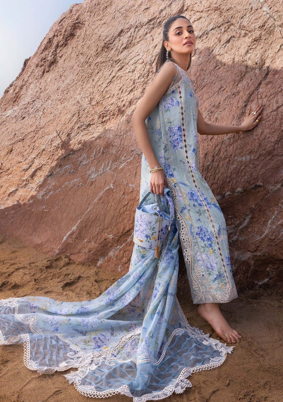 Crimson | Sky Blue - Luxury Lawn Collection