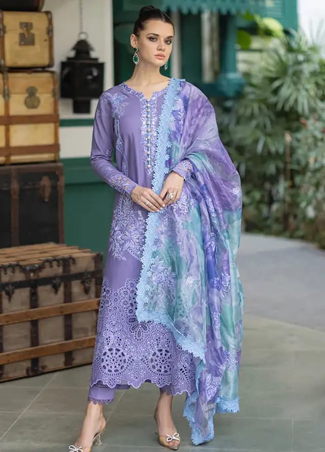 Mushq | Purple - Cambric With Net Dupatta Collection