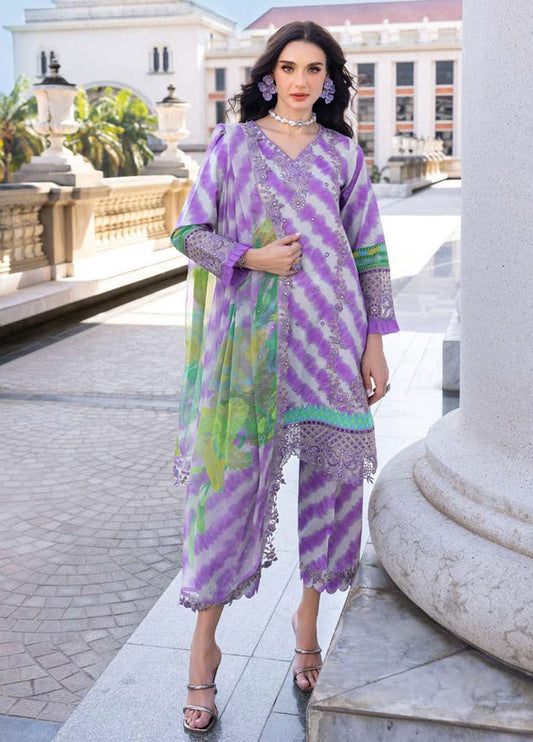 Charizma | Purple - Lawn With Chiffon Embroidered Dupatta Collection
