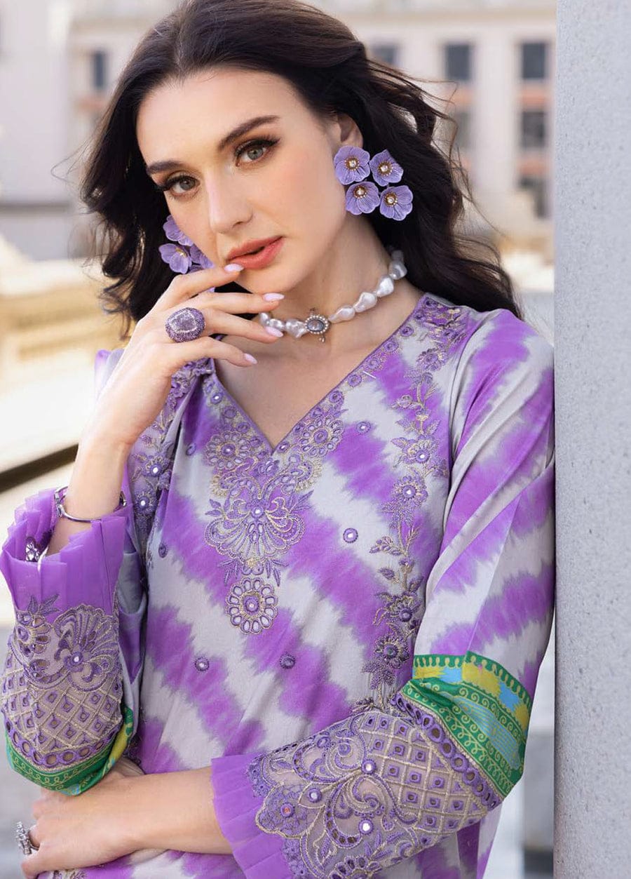 Charizma | Purple - Lawn With Chiffon Embroidered Dupatta Collection