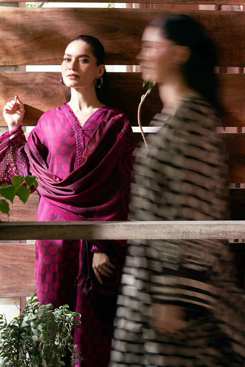 Barooque Lawn Suit - with chiffon dupatta - UF-762 - Redish Colour