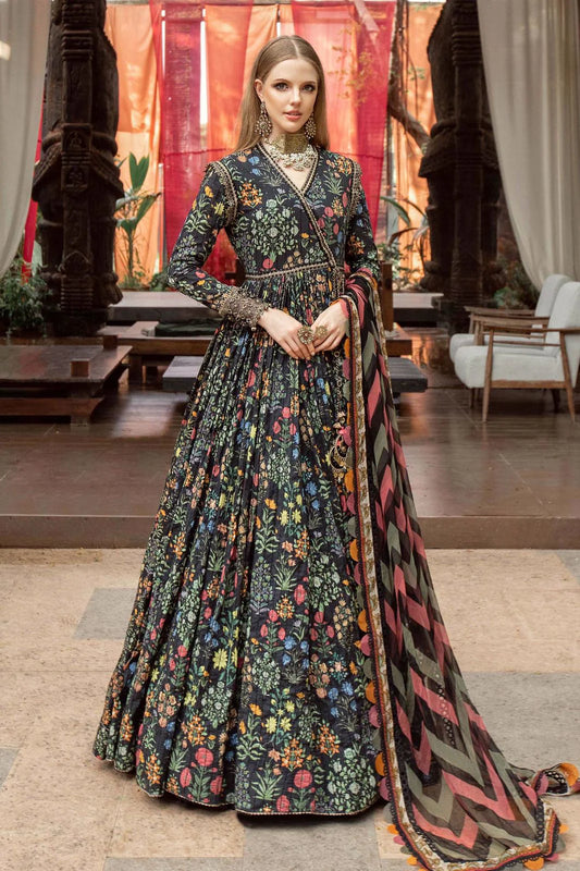 3 Piece Unstitched Embroidered Lawn Suit- Black