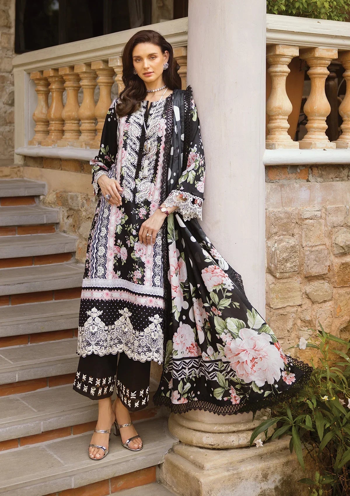 Elaf Premium Print Chikankari Lawn Unstitched 3Pc Suit ECT-05B