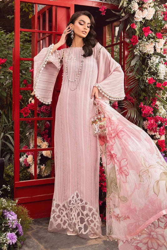 Pink-Maria.B M.Prints Unstitched Embroidered Lawn 3Pc Suit MPT-2109-B