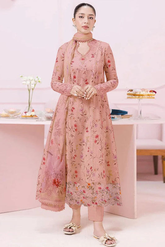 Qalamkar EM-04B | Pink - Embroidered Linen Collection