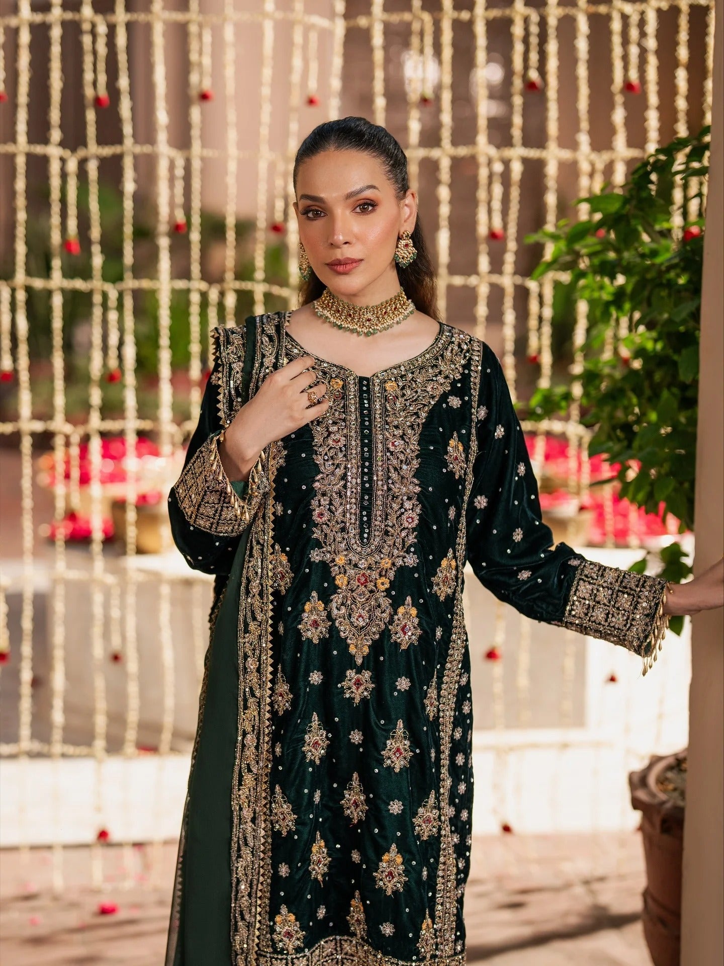 Haseens | Bottle Green - Velvet Collection