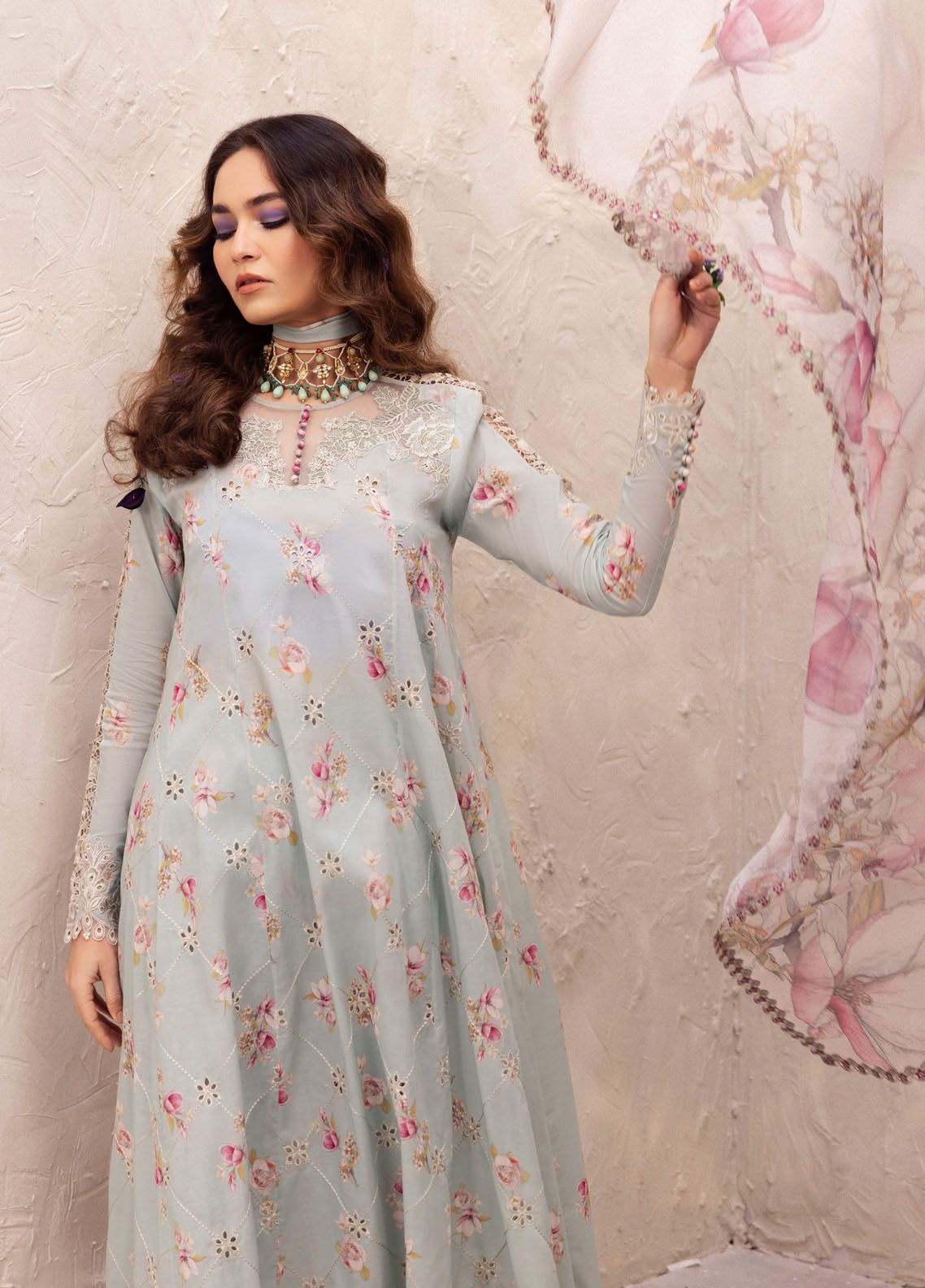 Iznik Dahlia Embroidered Luxury Lawn Unstitched 3Pc Suit DL-10 MIRAGE- Summer Collection