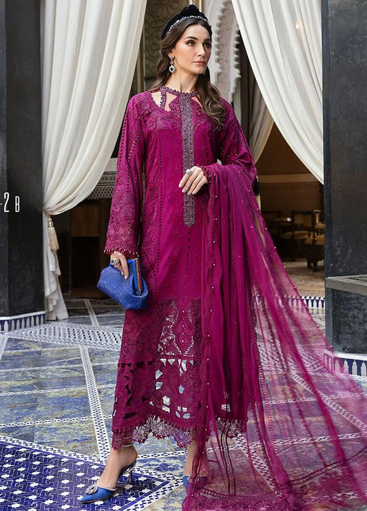 Maria B |  Deep Magenta - Cambric with Organza Dupatta