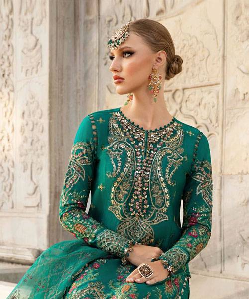 Maria.B. Sateen Luxury Formals ‘24 – CST-805-Green-Organza