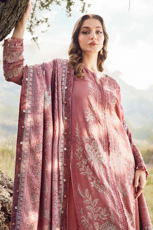 Pink-Maria.B M.Prints Embroidered Linen Unstitched 3Pc Suit MPT-2404-A