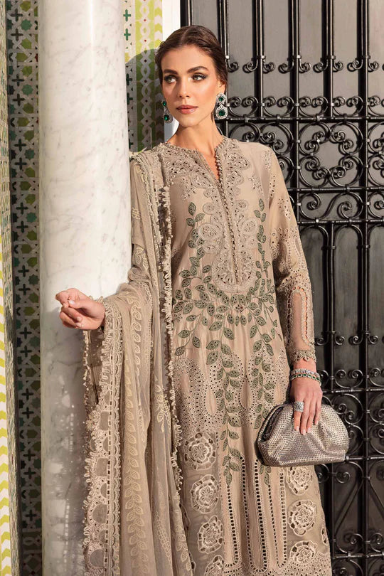Skin Brown-Unstitched Luxury Lawn Chikankari Suit- Eid Collection