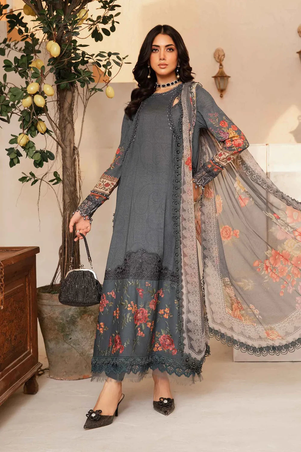 MARIA.B LAWN SUIT MPT2202 GREY