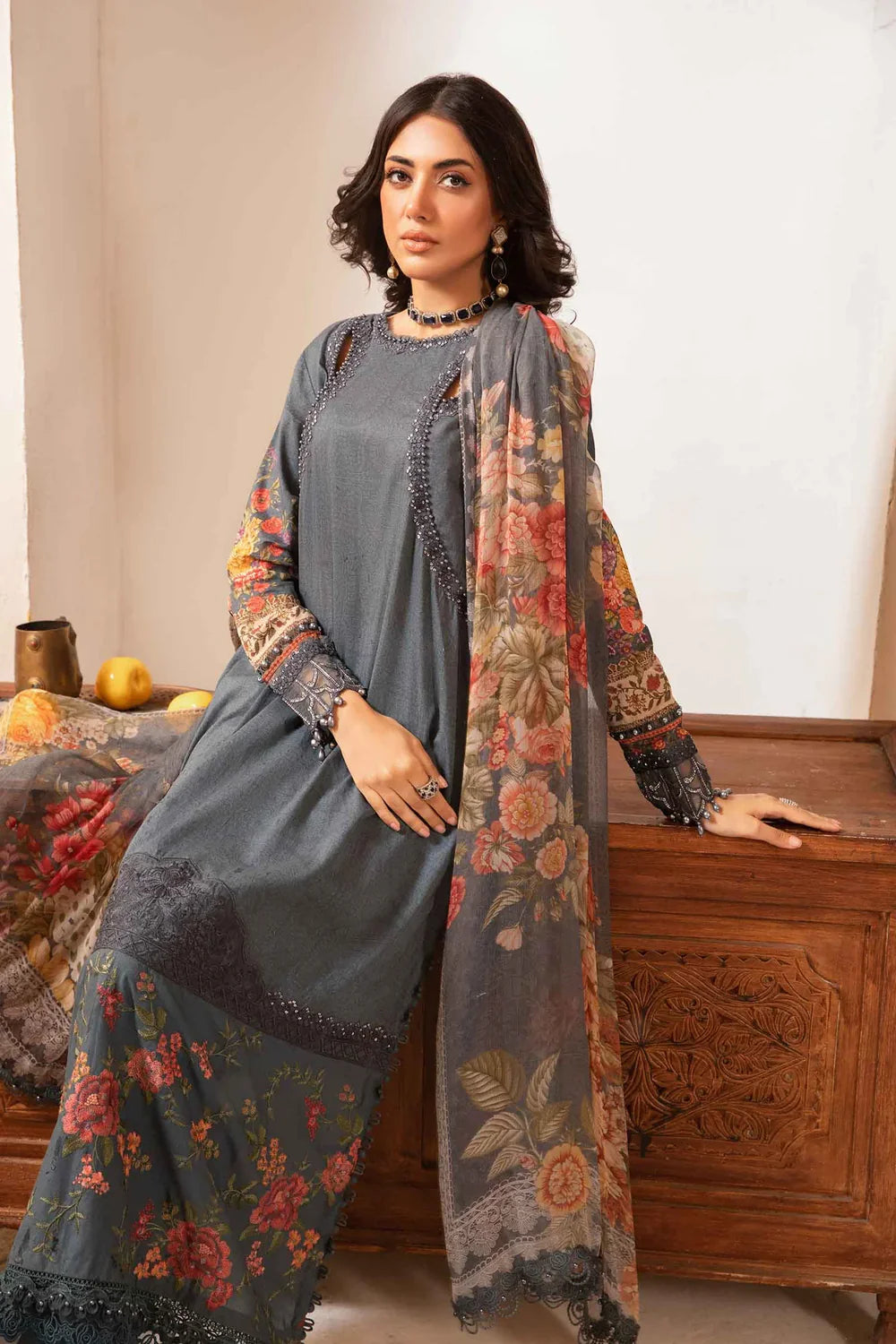 MARIA.B LAWN SUIT MPT2202 GREY
