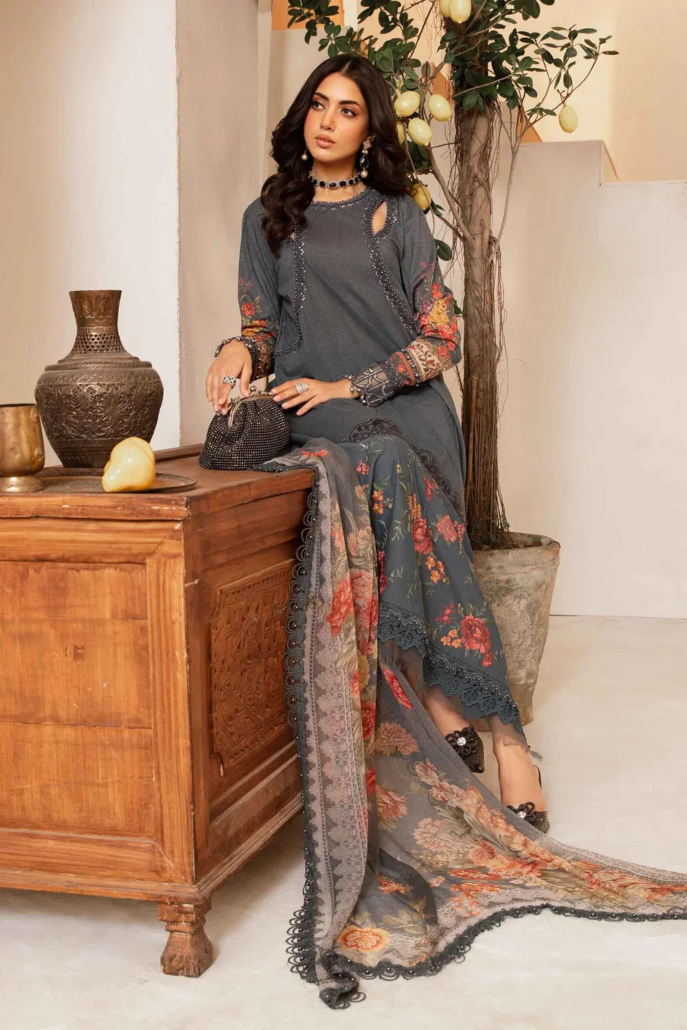 MARIA.B LAWN SUIT MPT2202 GREY