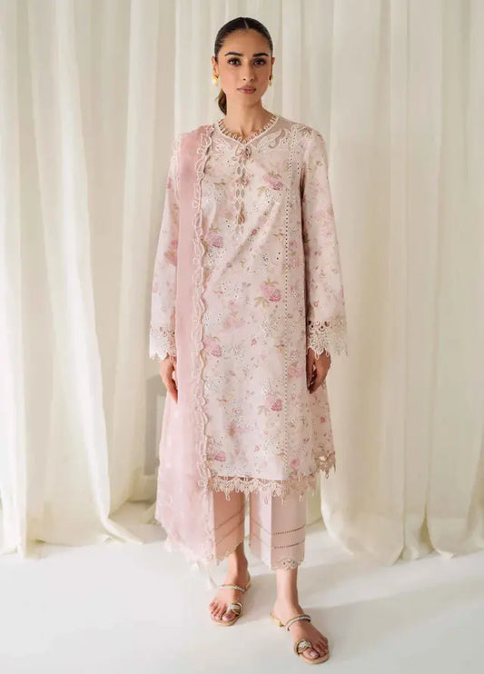 Pink-Qprintrs By Qalamkar Embroidered Lawn Suit Unstitched 3 Piece QLM24QP AR-10 Helene - Summer Collection