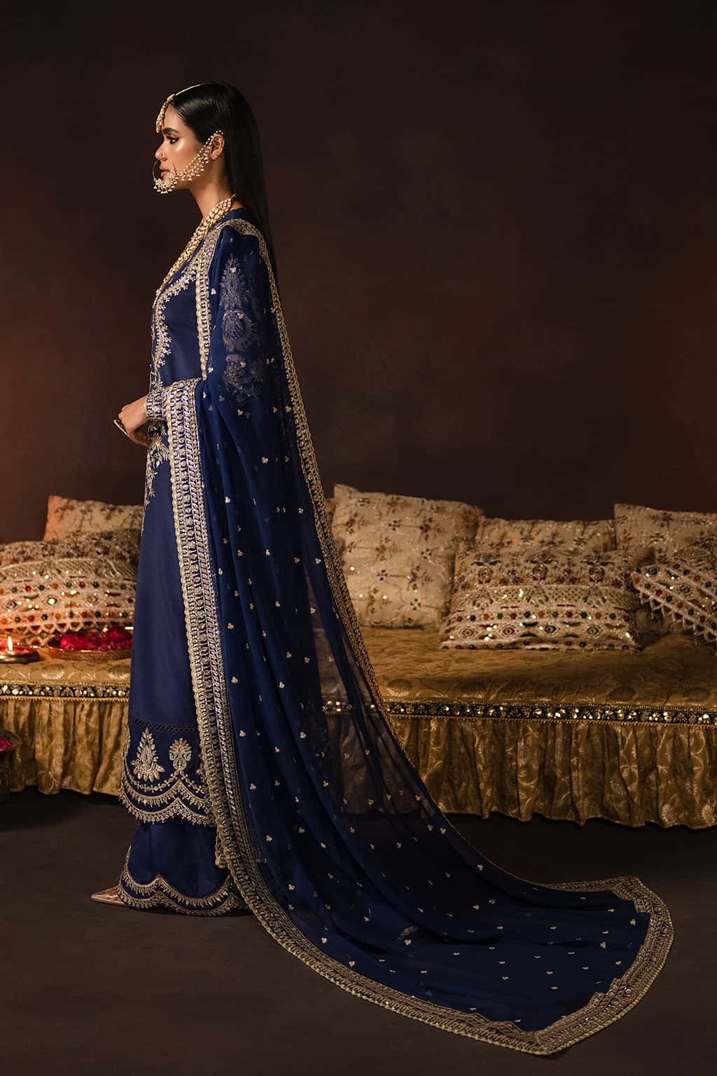 Afrozeh | Navy Blue - Velvet Collection