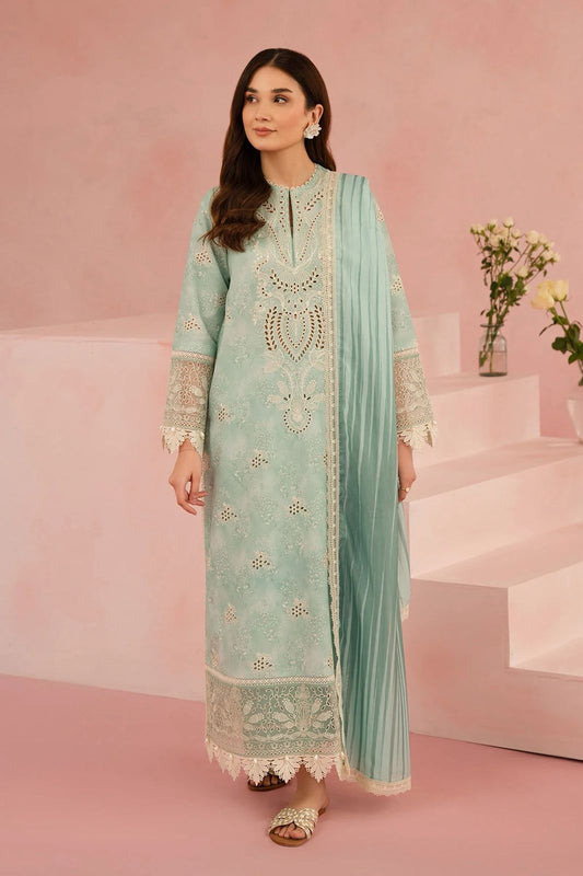 AFROZEH - AQUA - LAWN - LEONORA - Ready To Wear Dupatta - Heavy Embroidered
