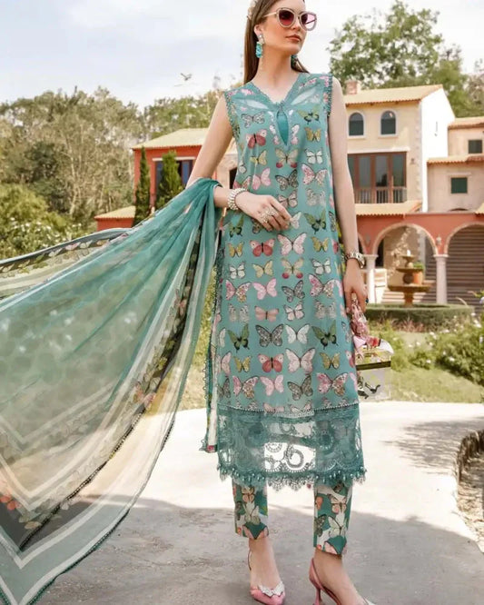3 Piece Digital Printed Lawn Shirt with Monar Dupatta MB 02