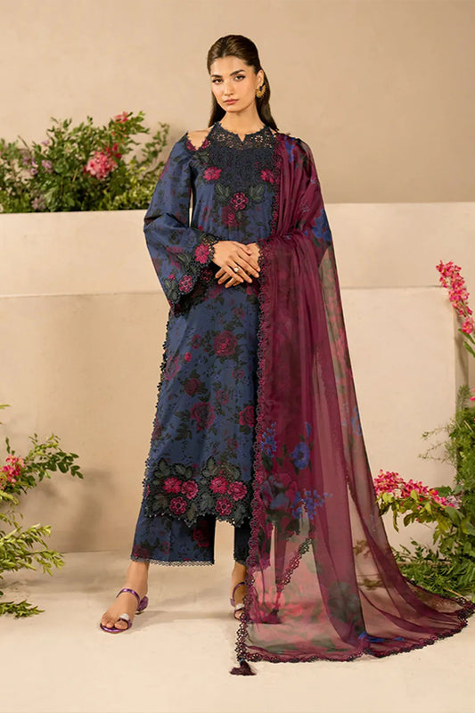 Iznik EFL-12 | Blue & Red - Lawn Collection