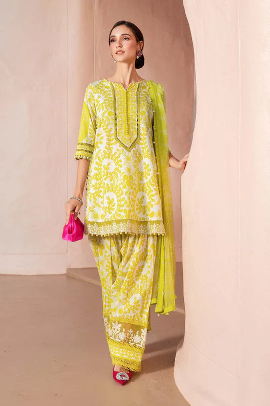 Yellow-3 Piece Unstitched Printed Lawn Suit | MPT-2504-A